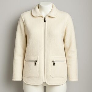 Marvin Richards 100% Wool Cream Zip-Front Women’s Jacket